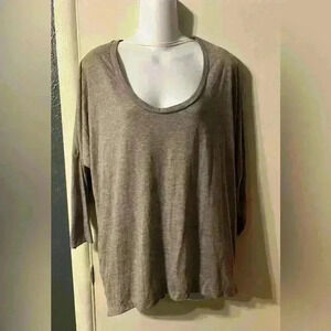 ALTERNATIVE Sweatshirt Women's XL Brown Solid Long Sleeve Scoop Neck Pullover